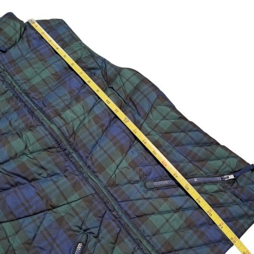 Talbots Petites Black Watch Plaid Down Puffer Vest Green Blue XS Petite - Picture 4 of 7